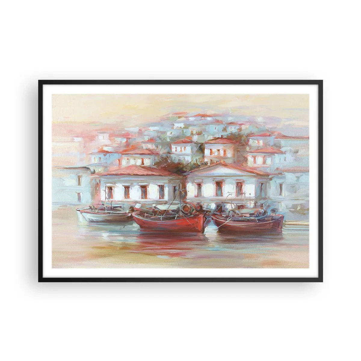 Poster în ramă neagră - Orășel fericit - 100x70 cm