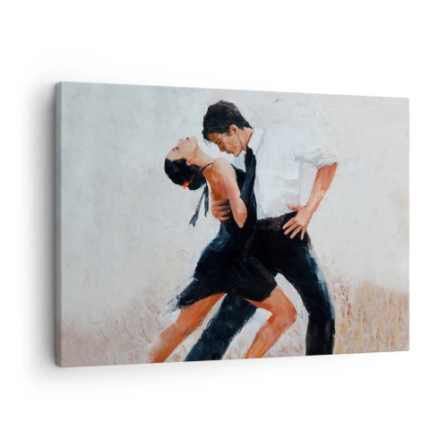 Tablou pe pânză Canvas - Un cuplu dansând într-o fotografie elegantă și senzuală - 70x50cm - Tangoul visurilor mele - Decorațiune modernă pentru perete pentru living și dormitor ARTTOR