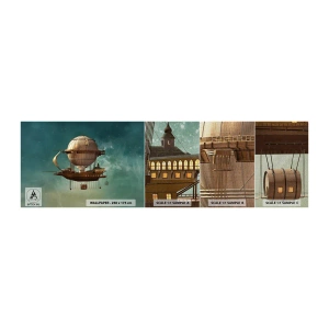 Mostră tapet Premium Canvas - Jules Verne vă transmite salutări - Retro, excursie, Balon - 100x30 cm