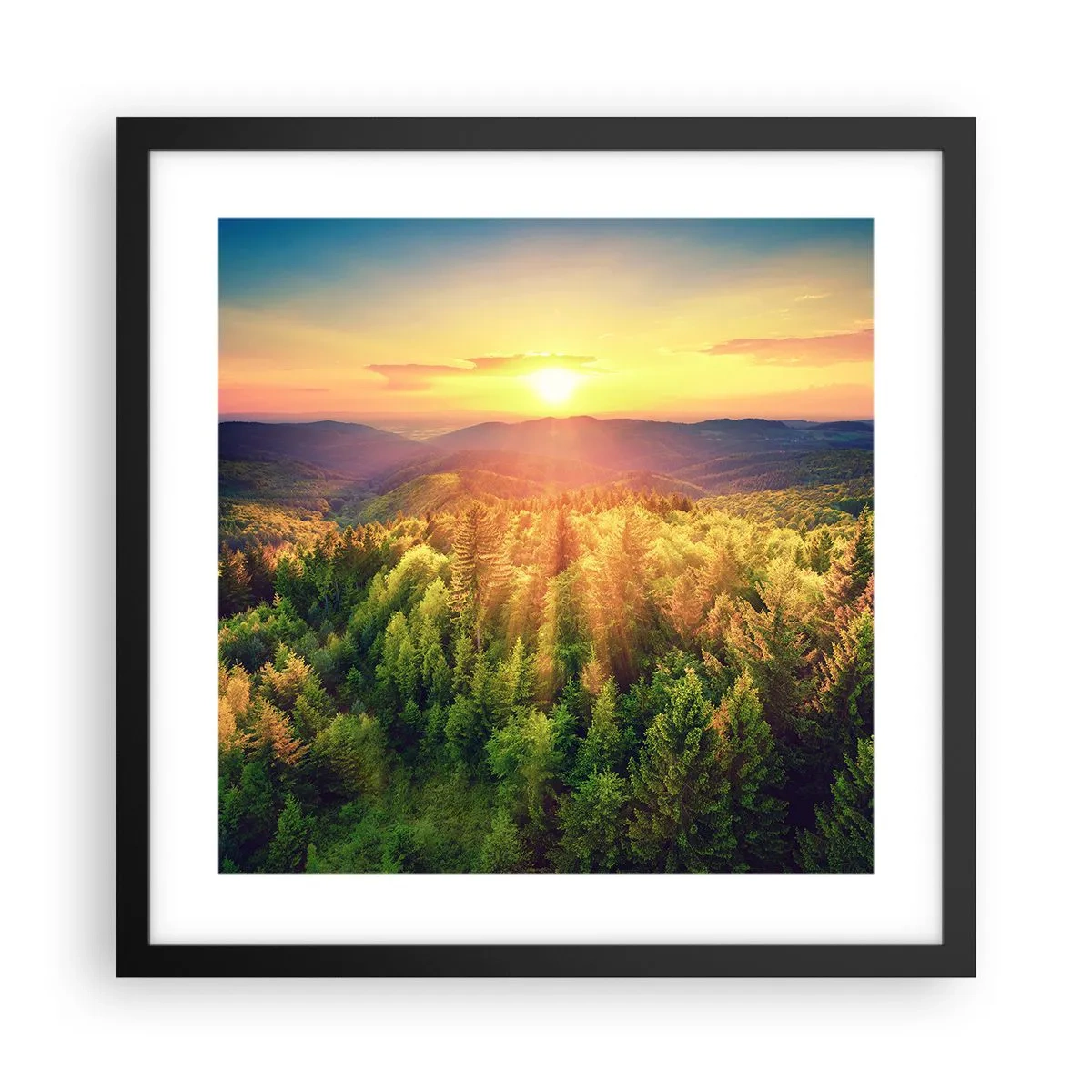 Poster în ramă neagră - Vârfuri și culmi - 40x40 cm