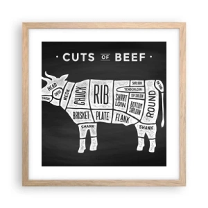 Poster în ramă de stejar deschis - Abecedar de măcelar - 40x40 cm