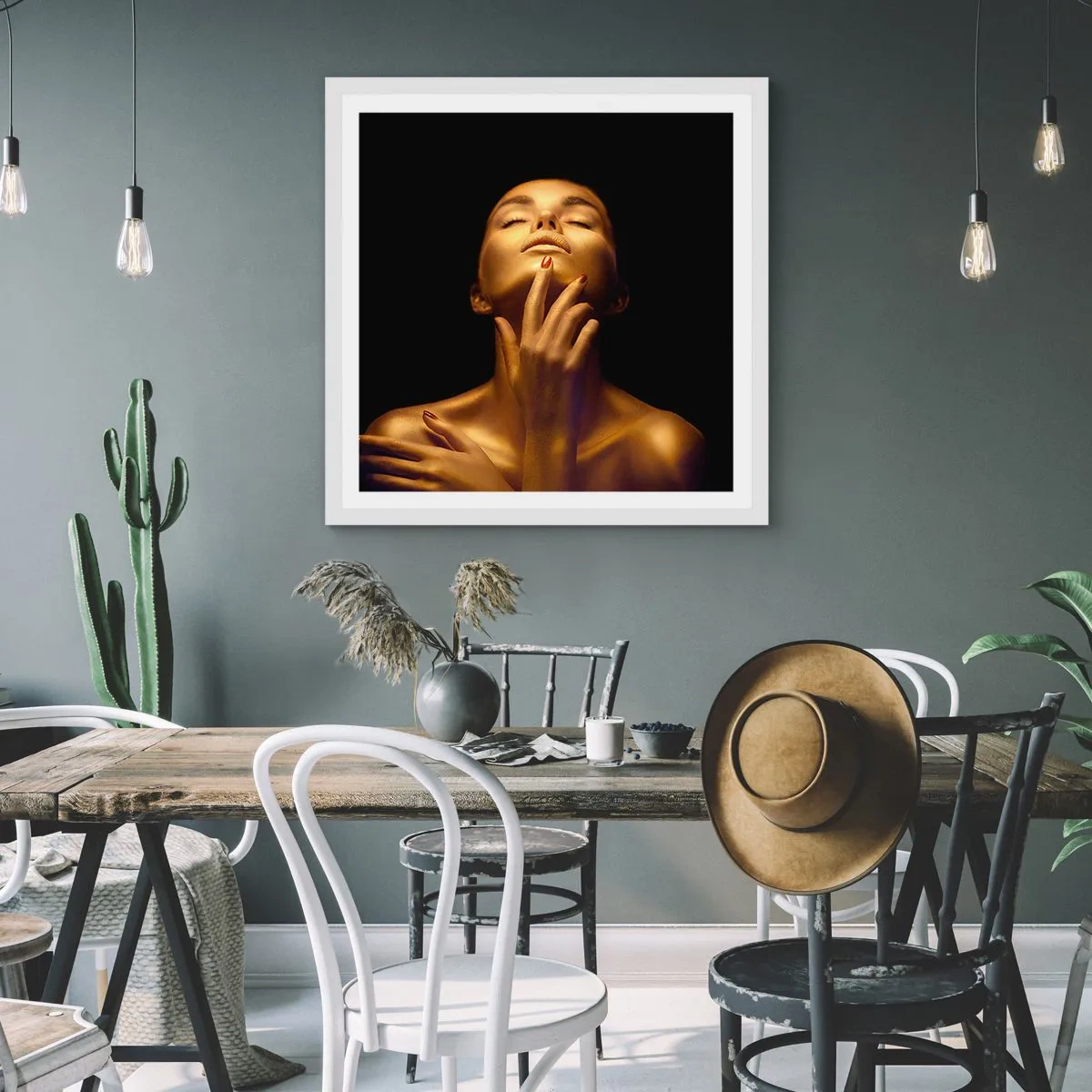 Poster în ramă albă - Ca mătasea aurie - 50x50 cm