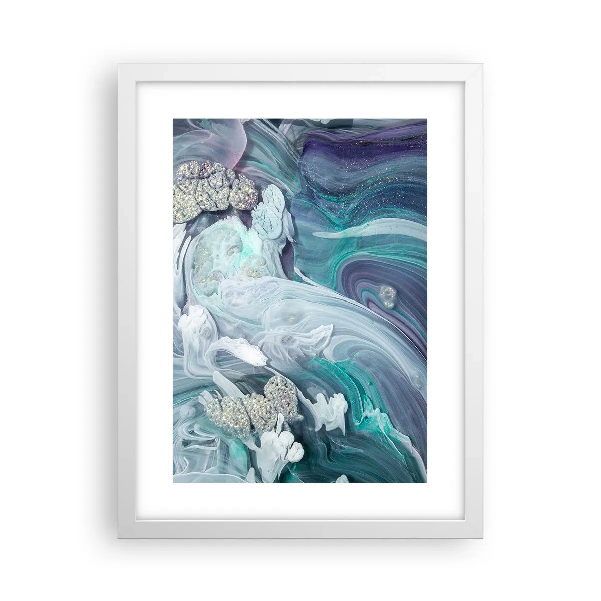 Poster în ramă albă - Râuri de albastru - 30x40 cm