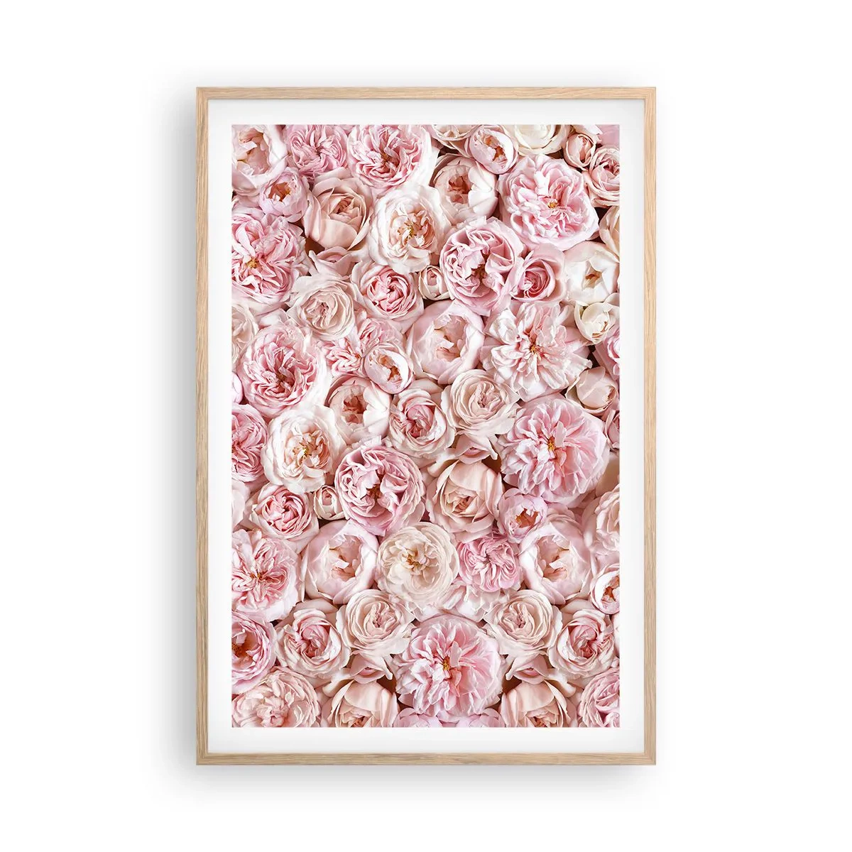 Poster în ramă de stejar deschis - Presărat cu trandafiri - 61x91 cm