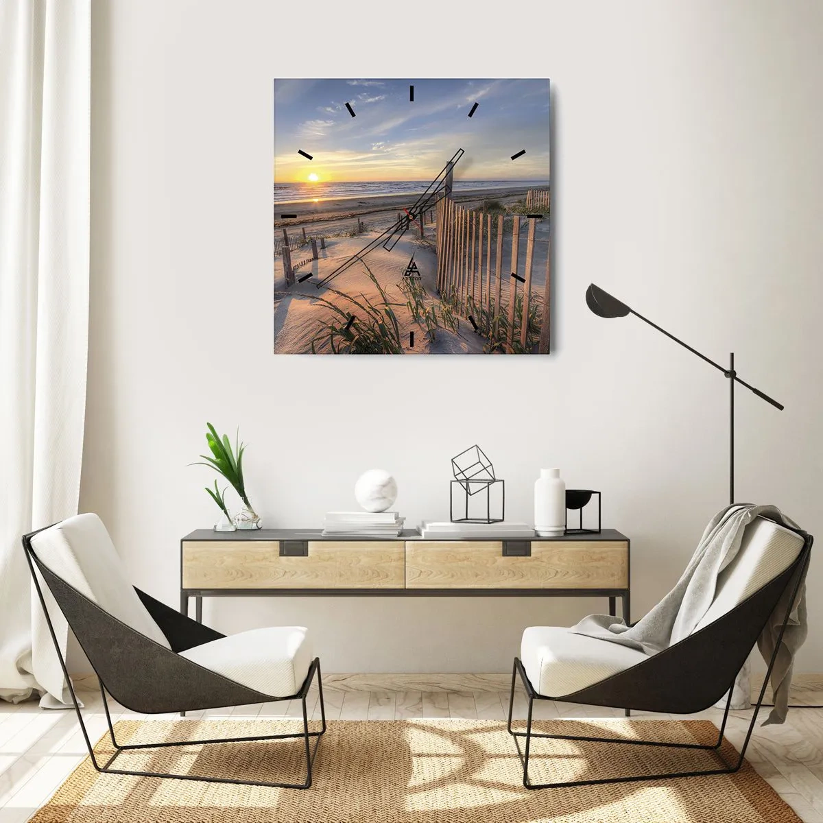 Ceas de perete - Ceas pe sticlă - Strălucirea și umbra vântului - 40x40 cm