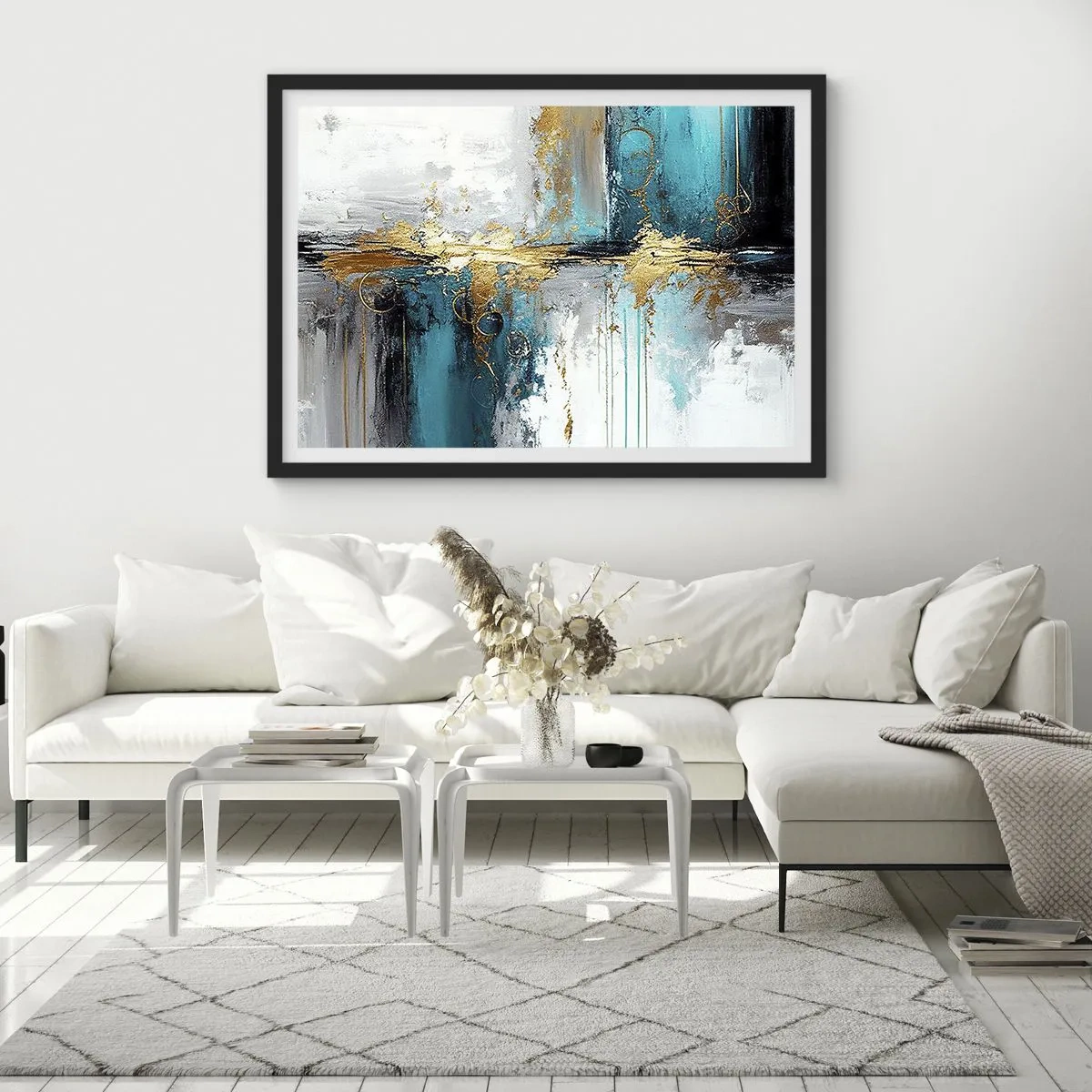 Poster în ramă neagră - Totul curge - 50x40 cm