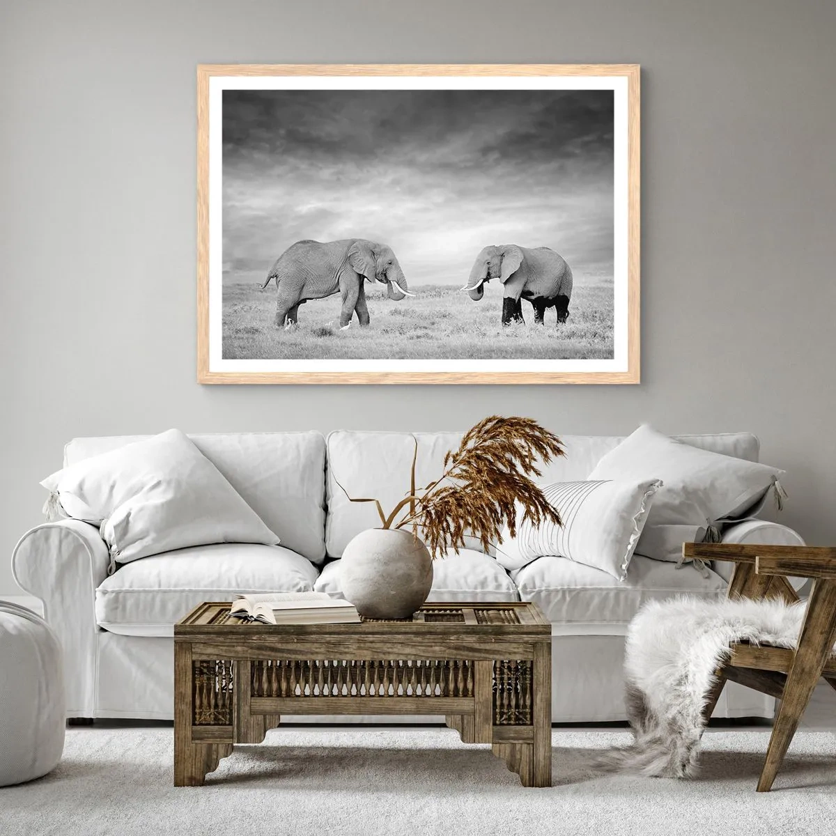 Poster în ramă de stejar deschis - Griul elefantin este frumos - 70x50 cm