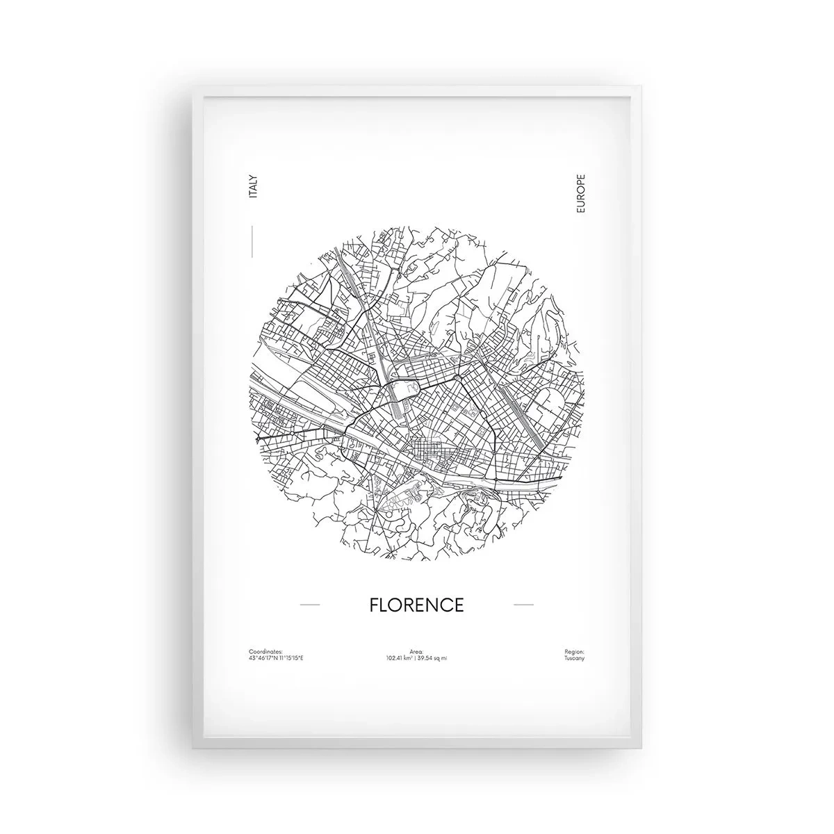 Poster în ramă albă - Anatomia Florenței - 61x91 cm