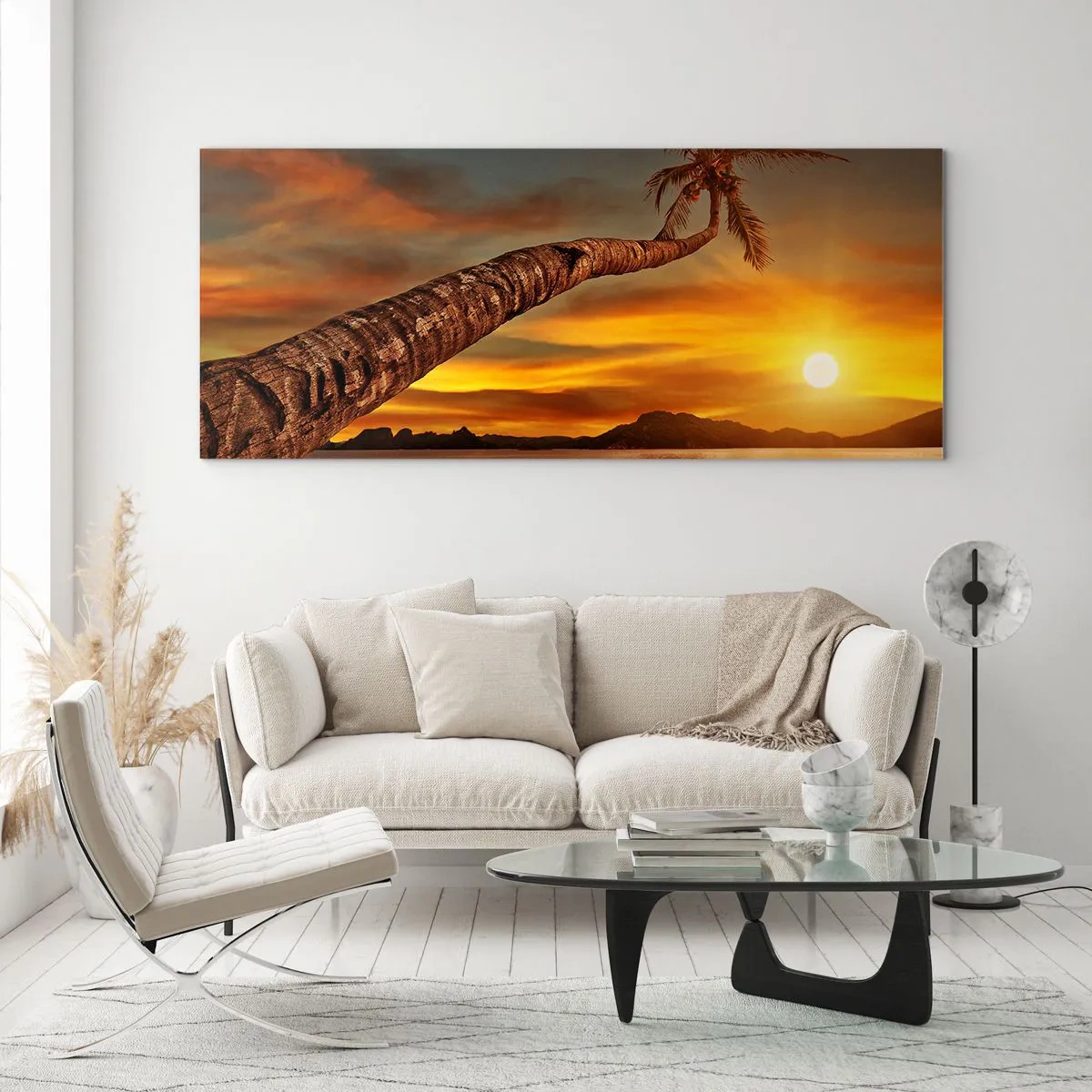 Tablou pe sticlă - Vacanță exotică, aventură în Caraibe - 90x30 cm