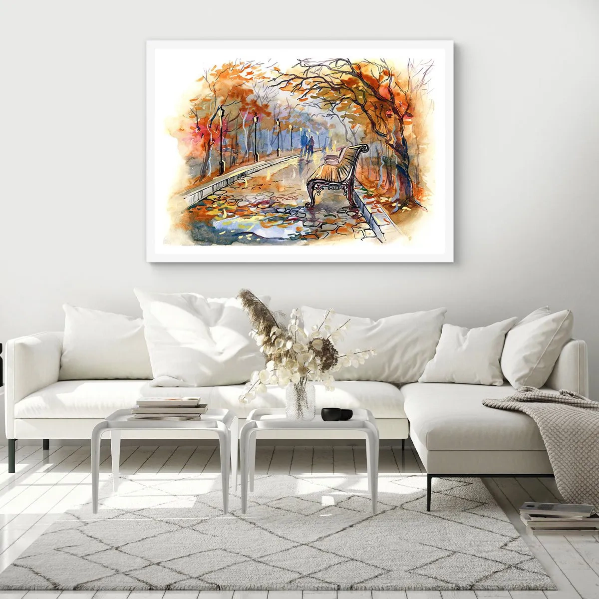 Poster în ramă albă - Pășim împreună în toamnă - 40x30 cm