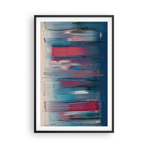 Poster în ramă neagră - Compoziție verticală în albastru și roșu - 61x91 cm