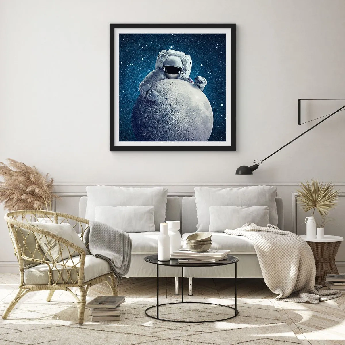 Poster în ramă neagră - Glumeț spațial - 40x40 cm