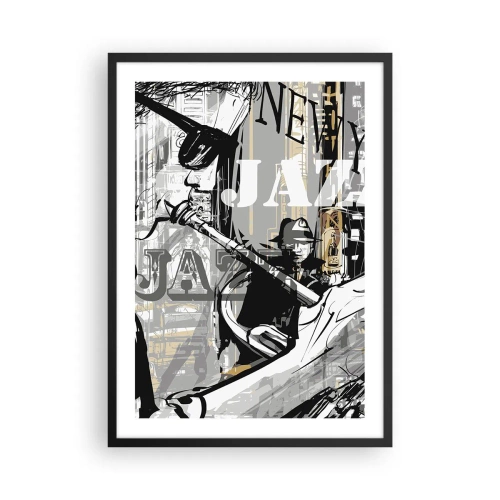 Poster în ramă neagră - O compoziție artistică inspirată de jazz - 50x70cm - În ritmul New York-ului - Decorațiune modernă pentru perete pentru living și dormitor ARTTOR