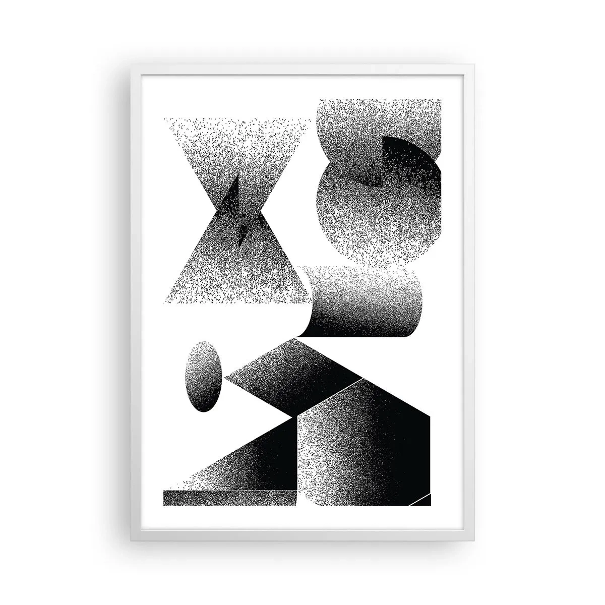 Poster în ramă albă - Unghiuri și ovale - 50x70 cm