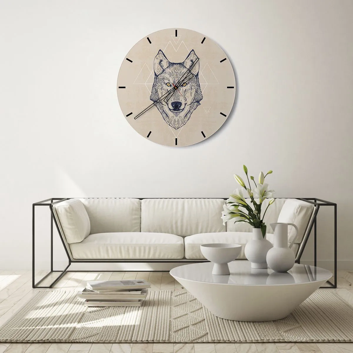 Ceas de perete - Ceas pe sticlă - Un alfa cu o privire pătrunzătoare - 40x40 cm