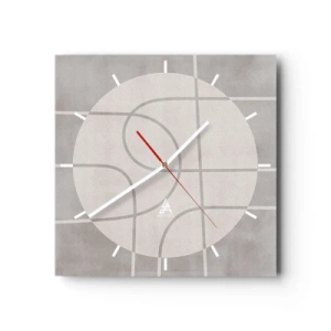 Ceas de perete - Ceas pe sticlă - Circular și drept înainte - 30x30 cm