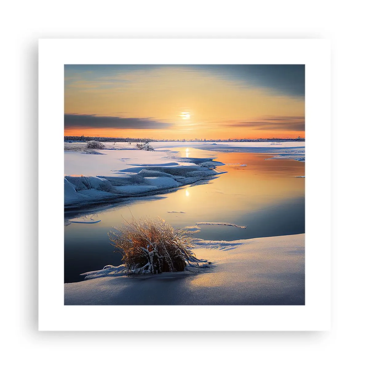 Poster - Apus de soare pe timp de iarnă - 40x40 cm