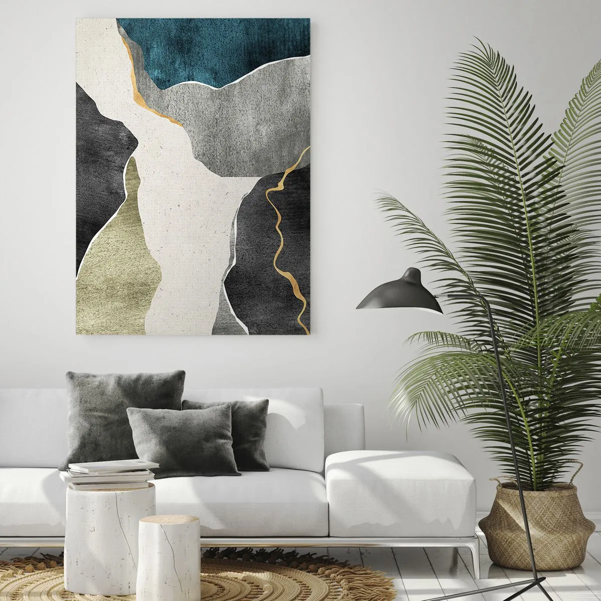 Tablou pe sticlă - Compoziție mozaic cu fir de aur - 80x120 cm