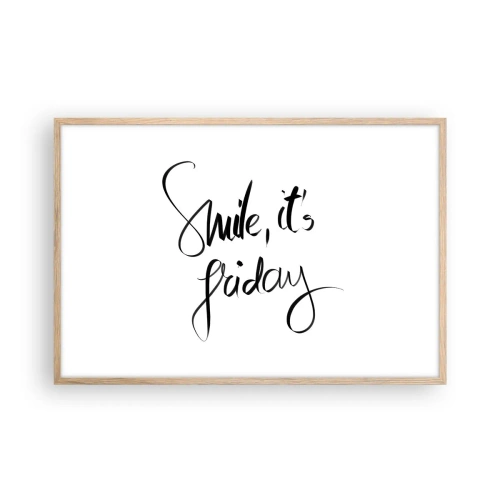 Poster în ramă de stejar deschis - Bucurie adevărată - 91x61 cm