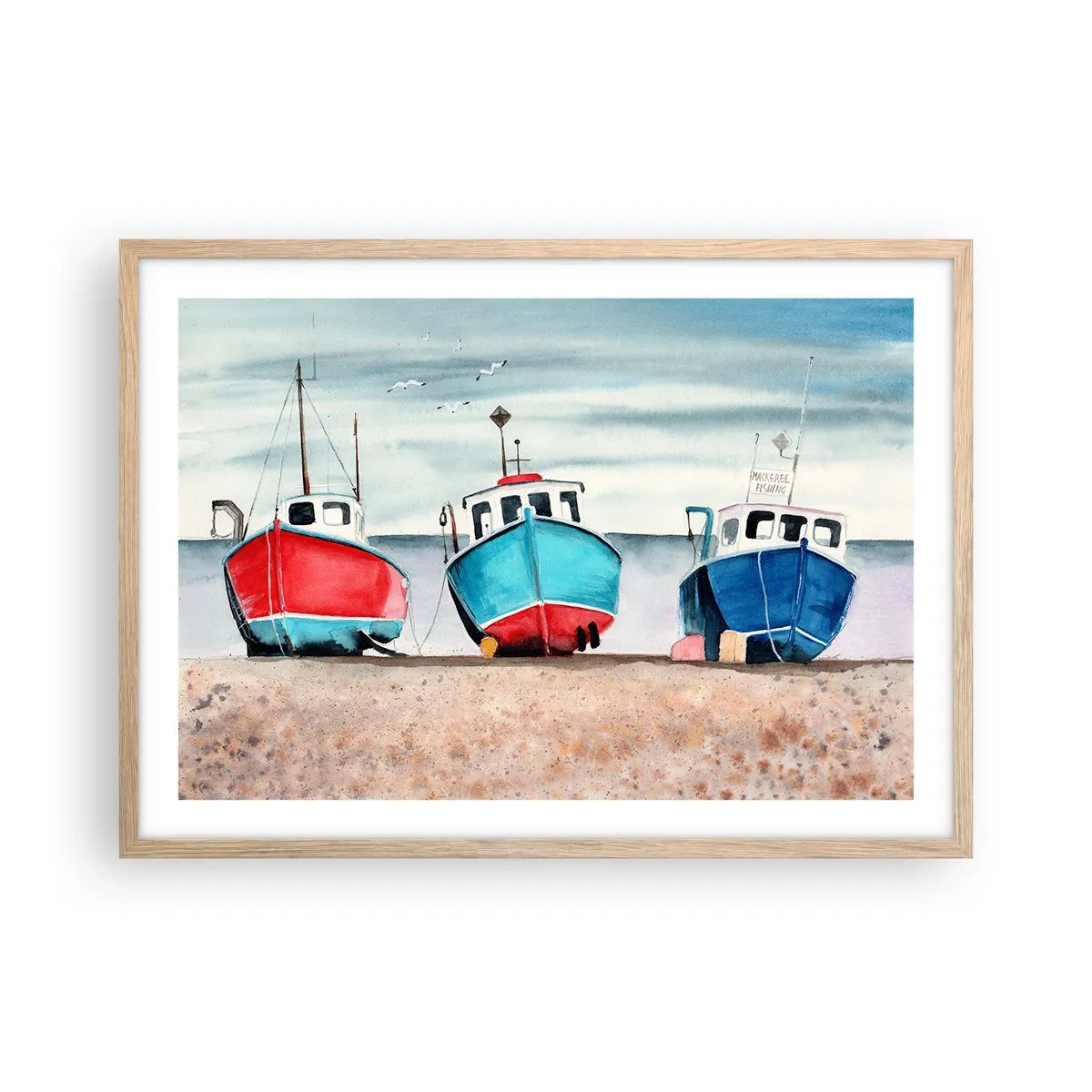 Poster în ramă de stejar deschis - Gata pentru pescuit - 70x50 cm