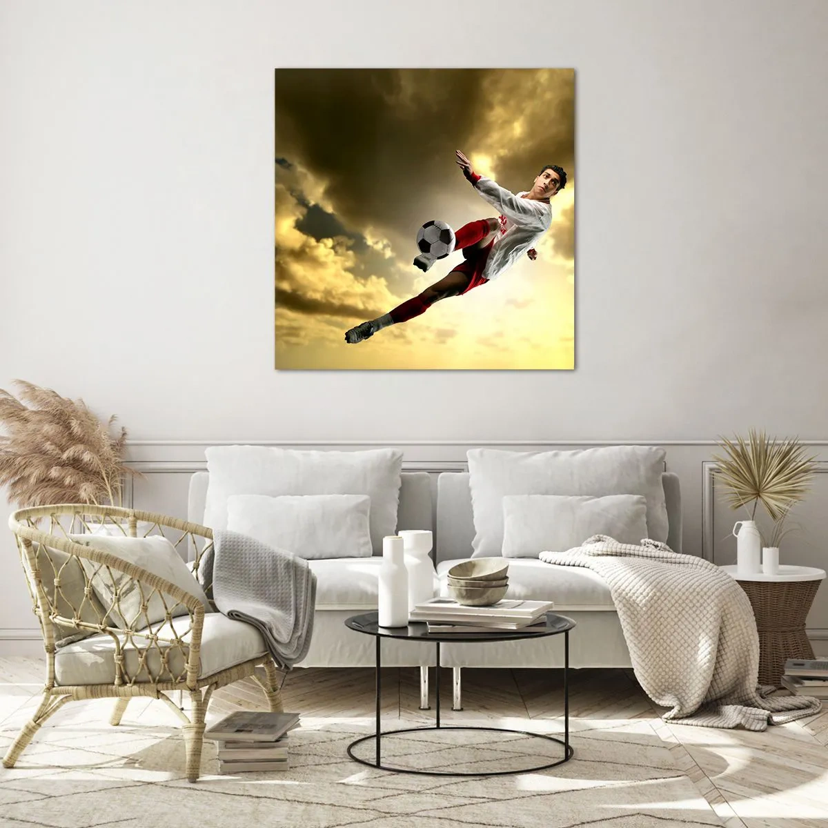 Tablou pe sticlă - Cerul fotbalului - 40x40 cm
