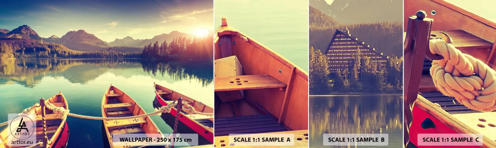 Mostră tapet autocolant Deluxe Sticker - Pentru a trăi după legile sale - Peisaj, Munţi, Lac - 100x30 cm