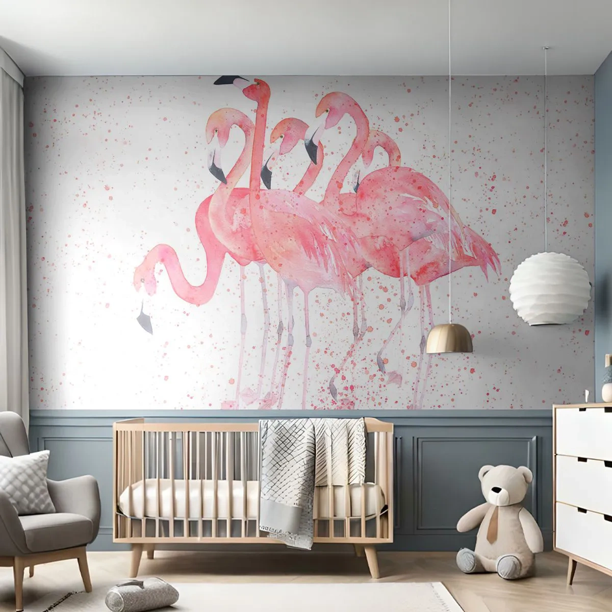 Tapet Autoadeziv Deluxe Sticker - Ansamblul roz - Flamingos, Păsări, Grafică - 250x175 cm