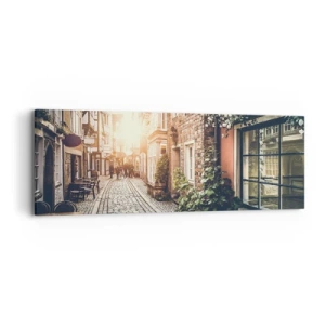 Tablou pe pânză - Străduță în splendoare roz - 90x30 cm