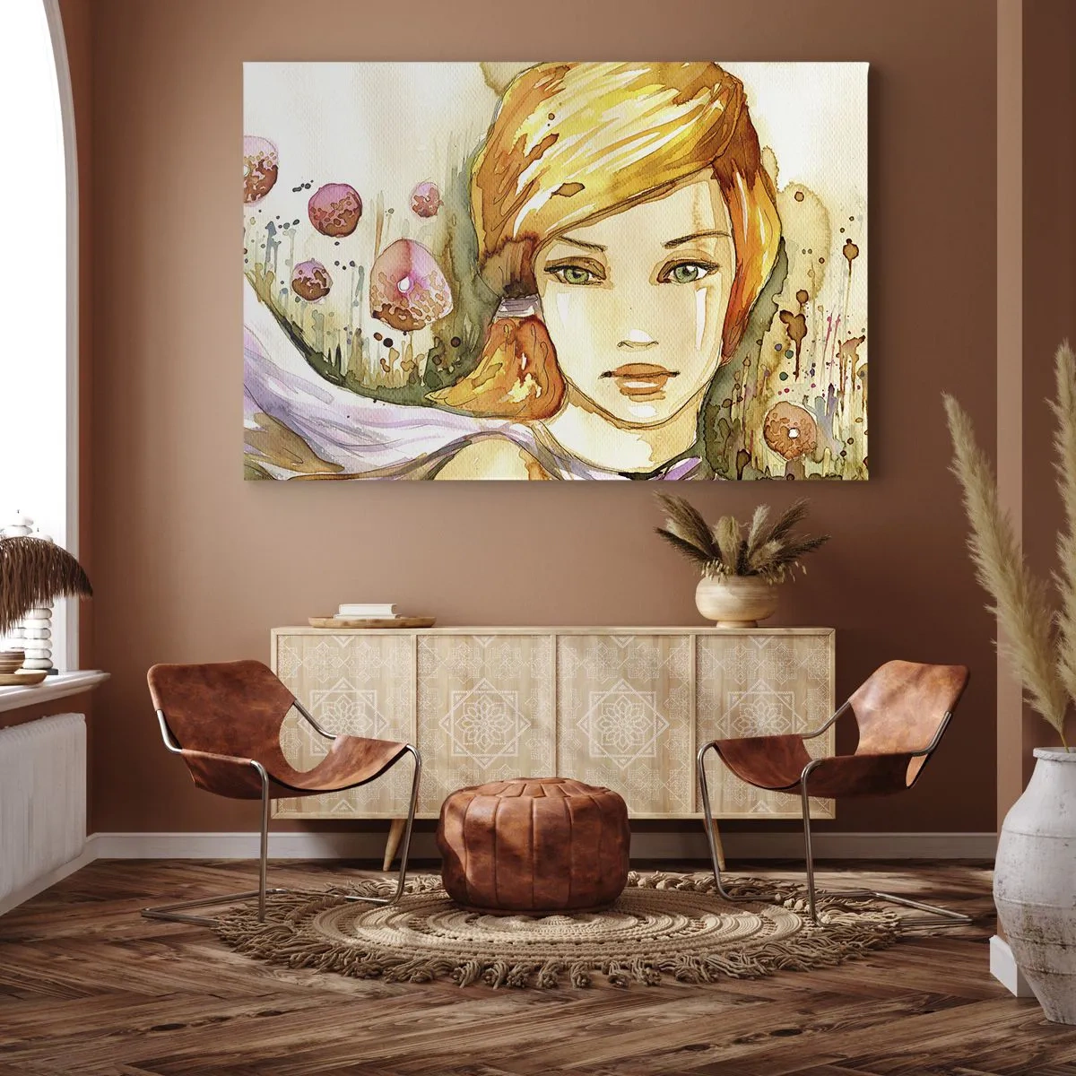 Tablou pe pânză - Privirea de smarald care reduce la tăcere furia - 100x70 cm