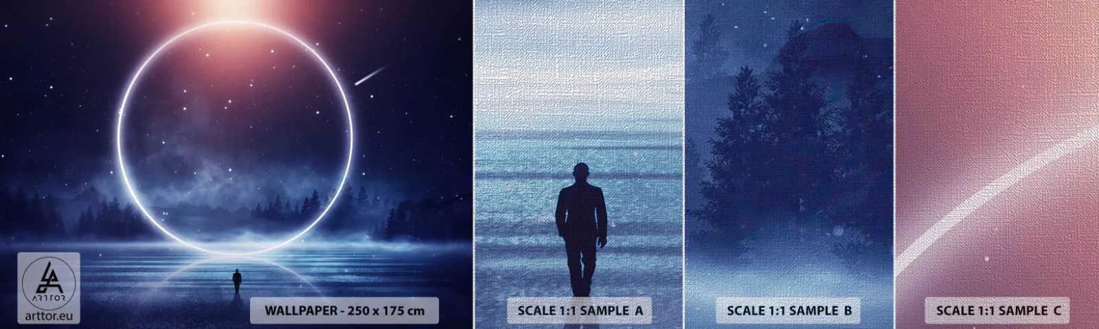 Mostră tapet Premium Canvas - Ei sunt deja aici... - Fantezie, Cosmos, Peisaj - 100x30 cm