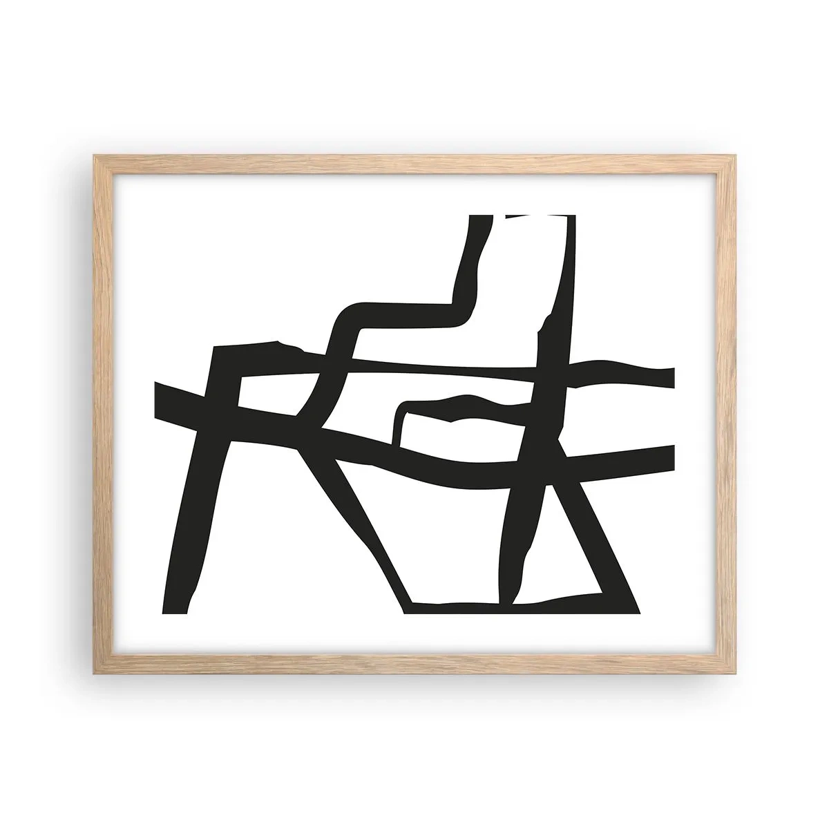 Poster în ramă de stejar deschis - Construcție în alb și negru - 50x40 cm