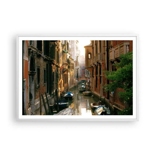 Poster în ramă albă - Pe o străduță venețiană - 100x70 cm