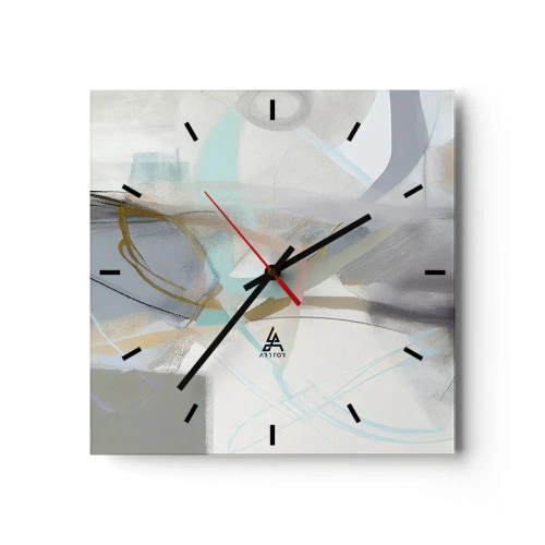 Ceas de perete - Ceas pe sticlă - Abstracție cețoasă - 30x30 cm