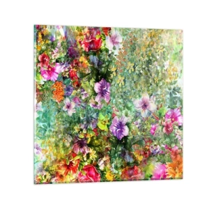 Tablou pe sticlă - Să ne pierdem în flori - 30x30 cm