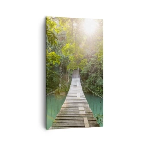 Tablou pe pânză - Peste apa de azur spre pădurea de azur - 45x80 cm