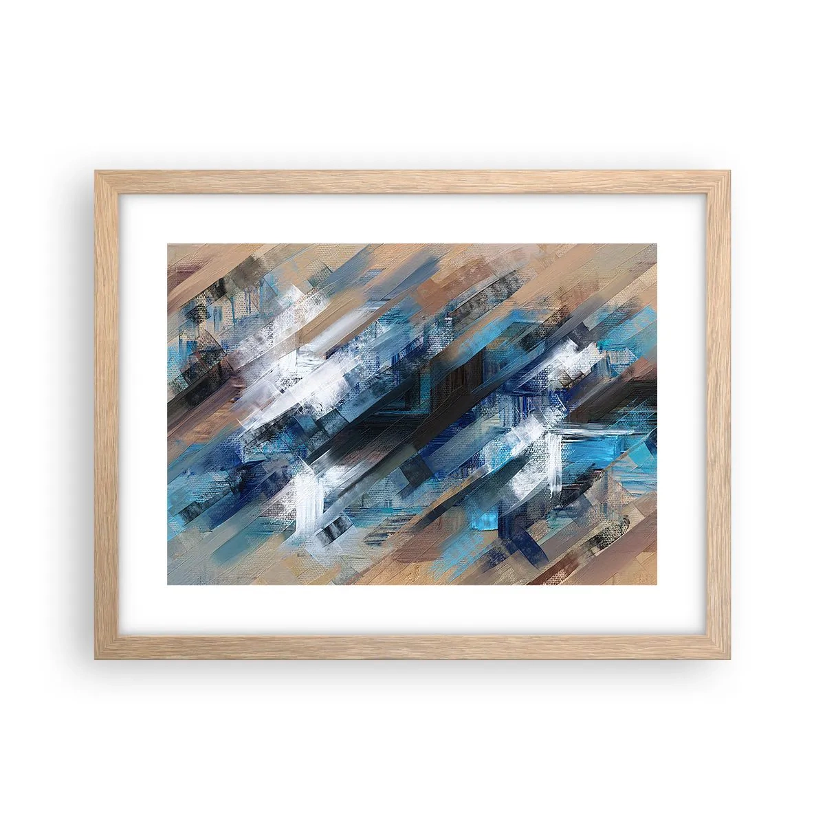 Poster în ramă de stejar deschis - Pe o pantă albastră - 40x30 cm