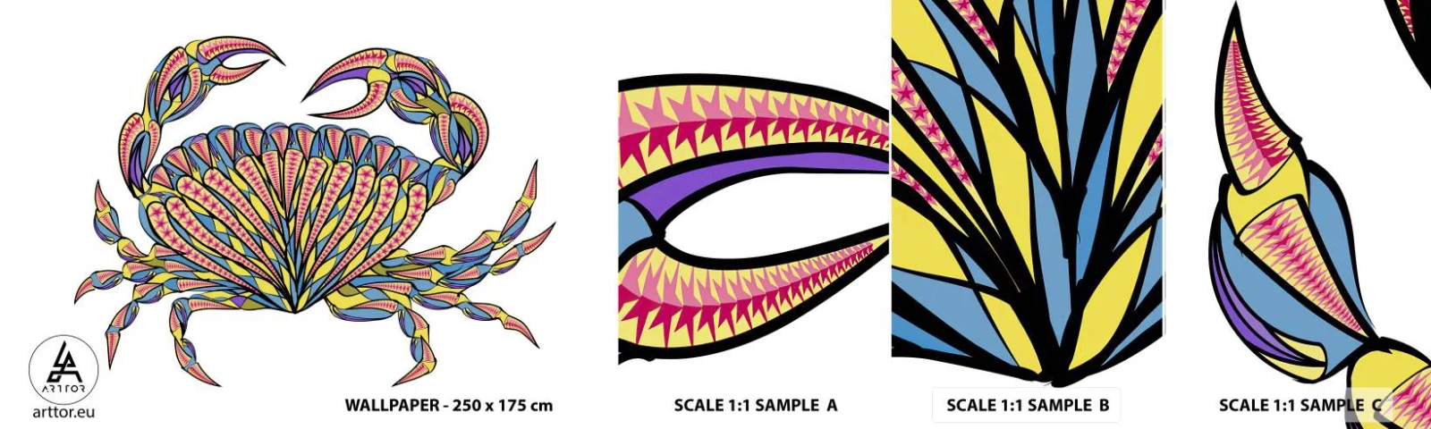 Mostră de Tapet Standard Eco - Bijuterii marine - Crab, Pentru copii, Grafică - 100x30 cm