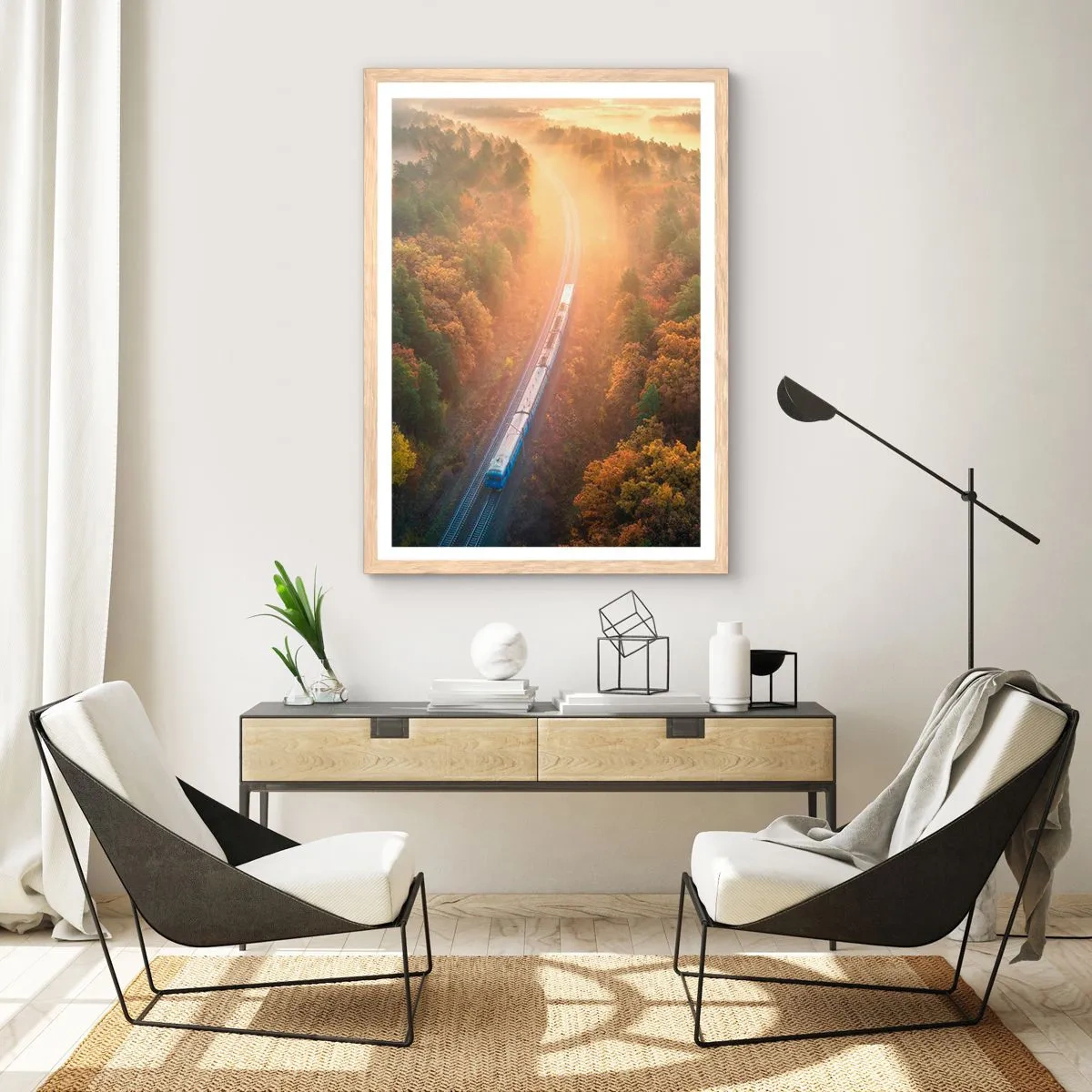 Poster în ramă de stejar deschis - Călătorie de toamnă - 61x91 cm