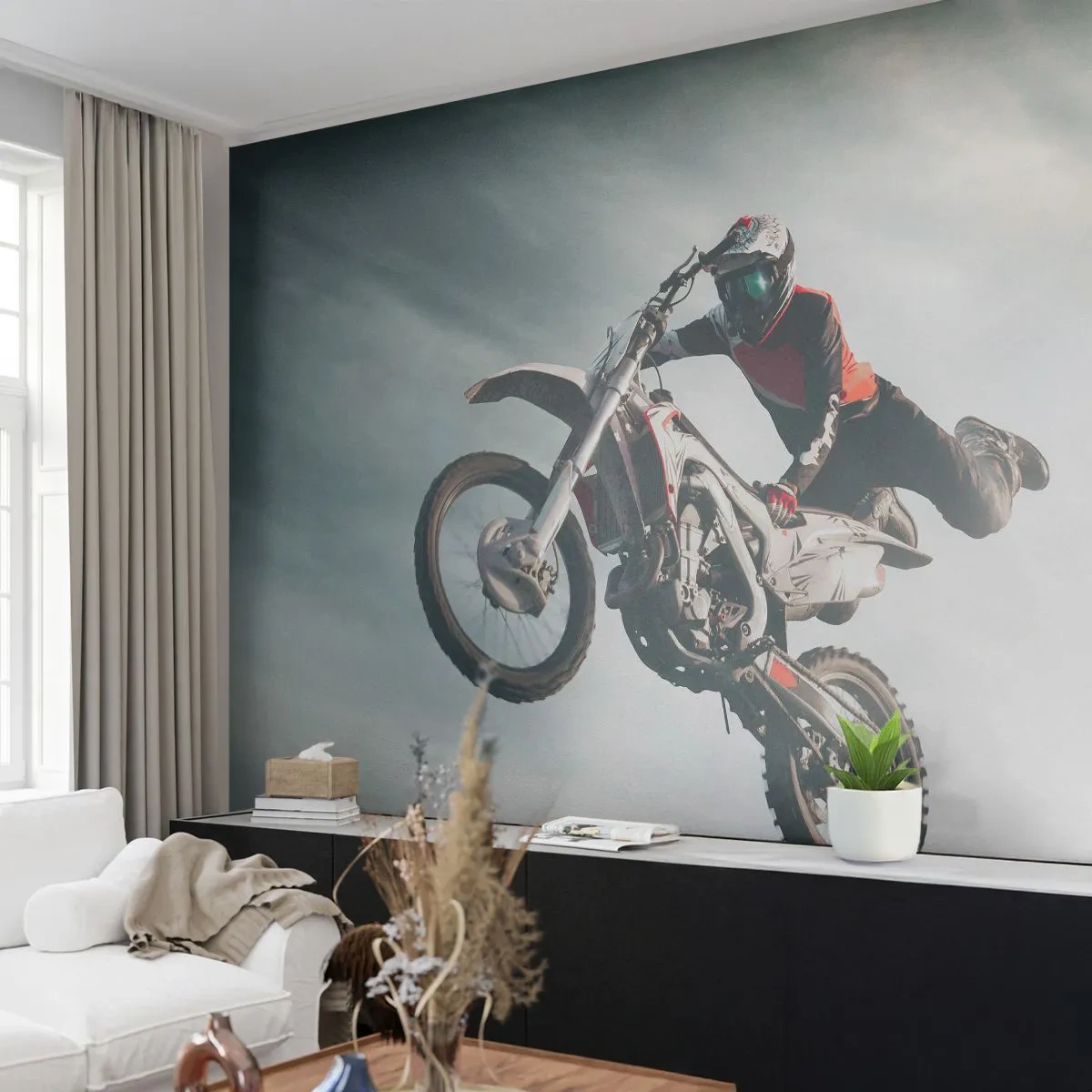 Tapet Standard Eco - Nu există distracție fără risc - Motocross, Motocicletă, Motociclist - 400x280 cm