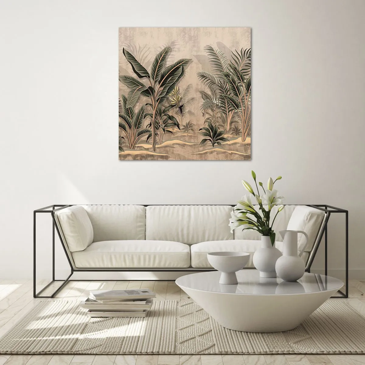 Tablou pe sticlă - Gravură în stil colonial - 40x40 cm