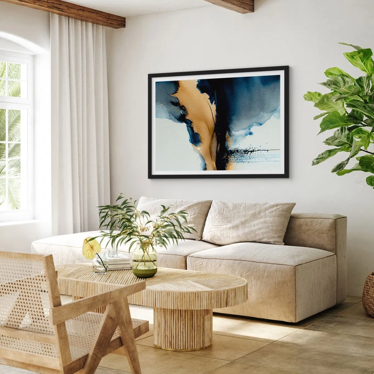 Poster în ramă neagră - În spatele cortinei - 40x30 cm