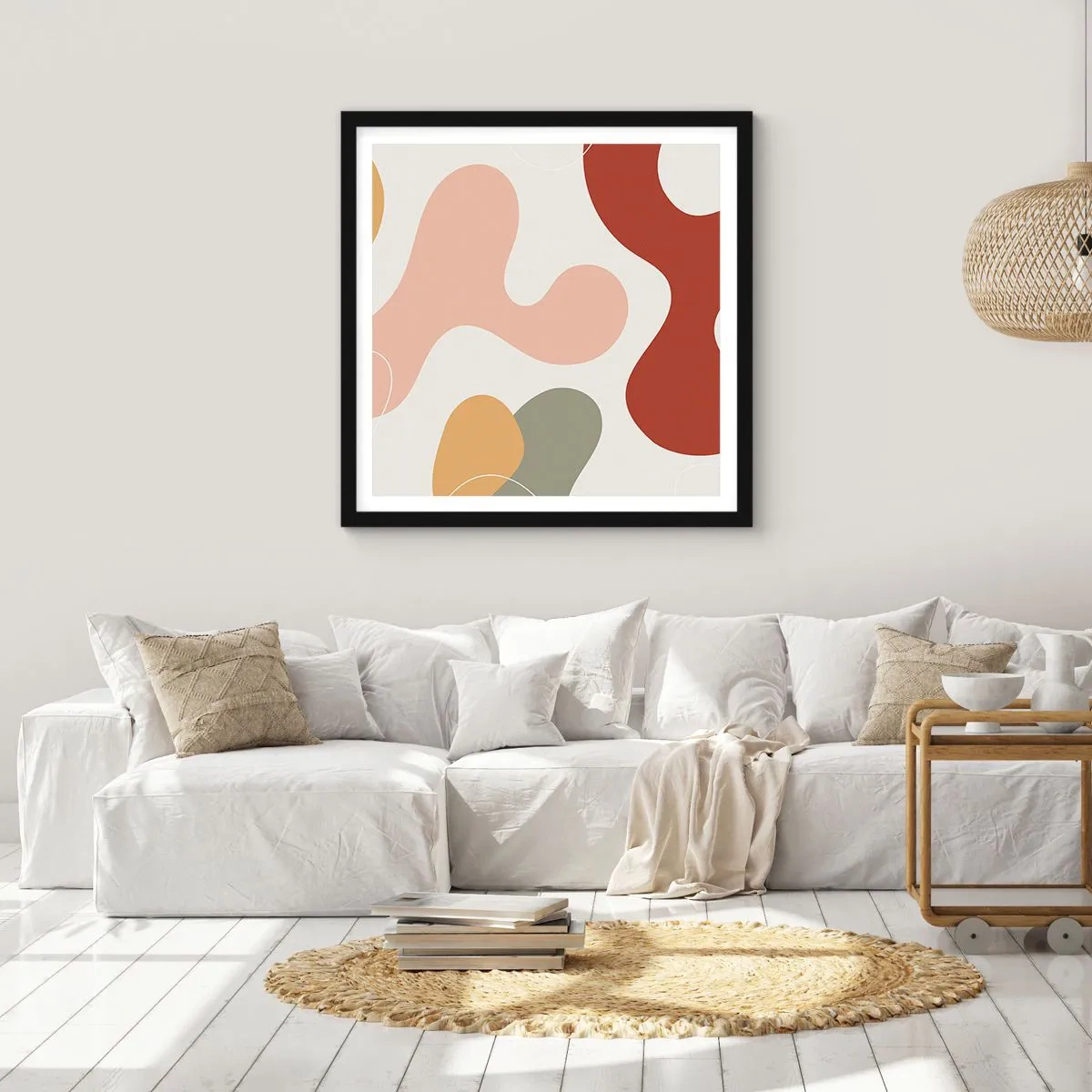 Poster în ramă neagră - Pete colorate? - 60x60 cm