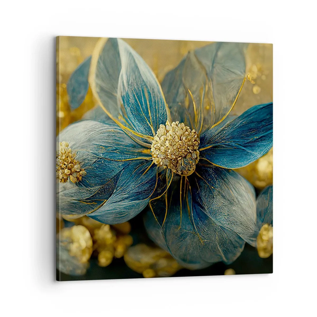 Tablou pe pânză - Floare cu aur - 60x60 cm