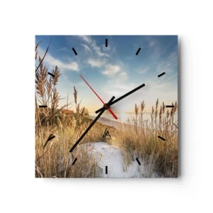 Ceas de perete - Ceas pe sticlă - Plaja de nord - 30x30 cm