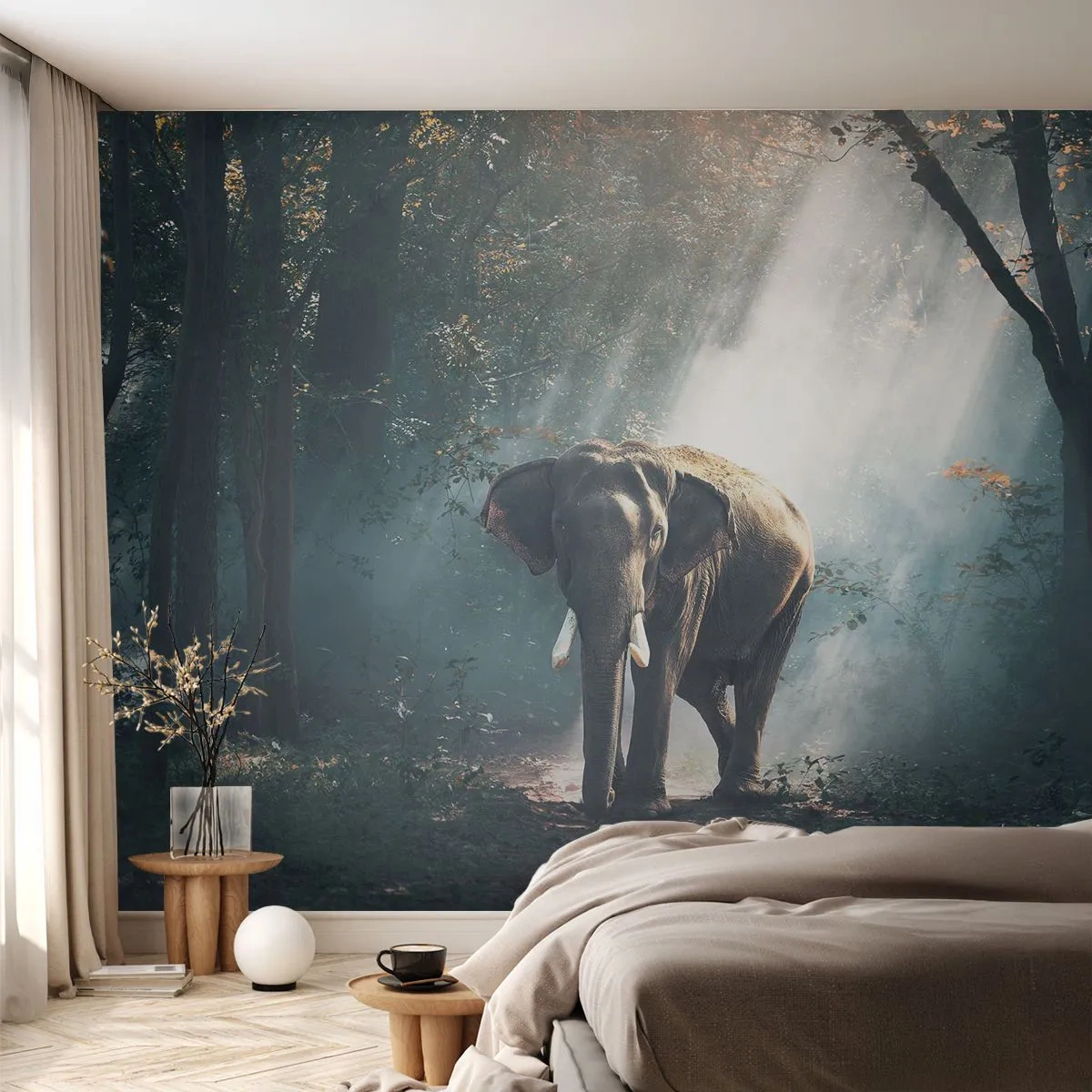 Tapet Standard Eco - O plimbare liniștită - Animale, Elefant, Junglă - 300x210 cm