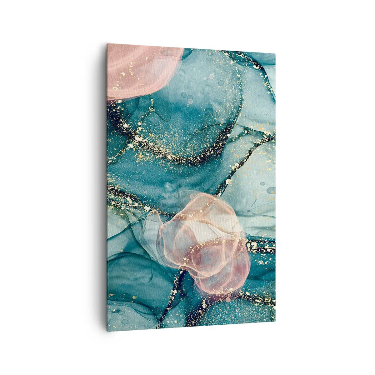 Tablou pe pânză - Mătase albastră, tul roz - 80x120 cm