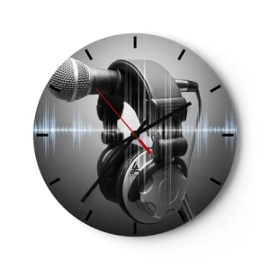 Ceas de perete - Ceas pe sticlă - Încă se mai poate auzi cântecul - 40x40 cm