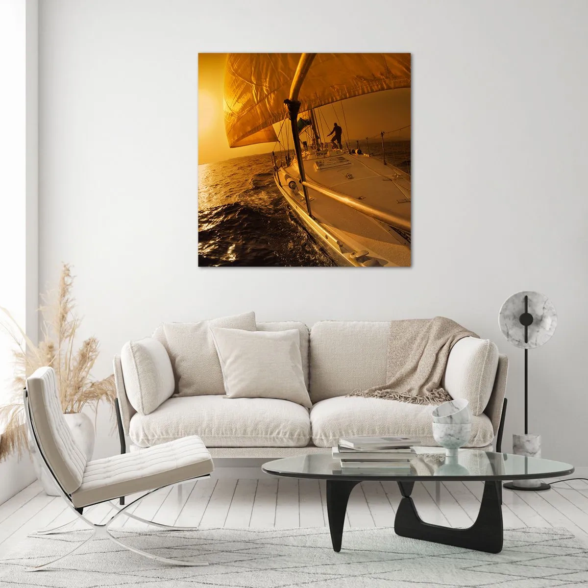 Tablou pe sticlă - O seară aurie după o zi multicoloră - 30x30 cm