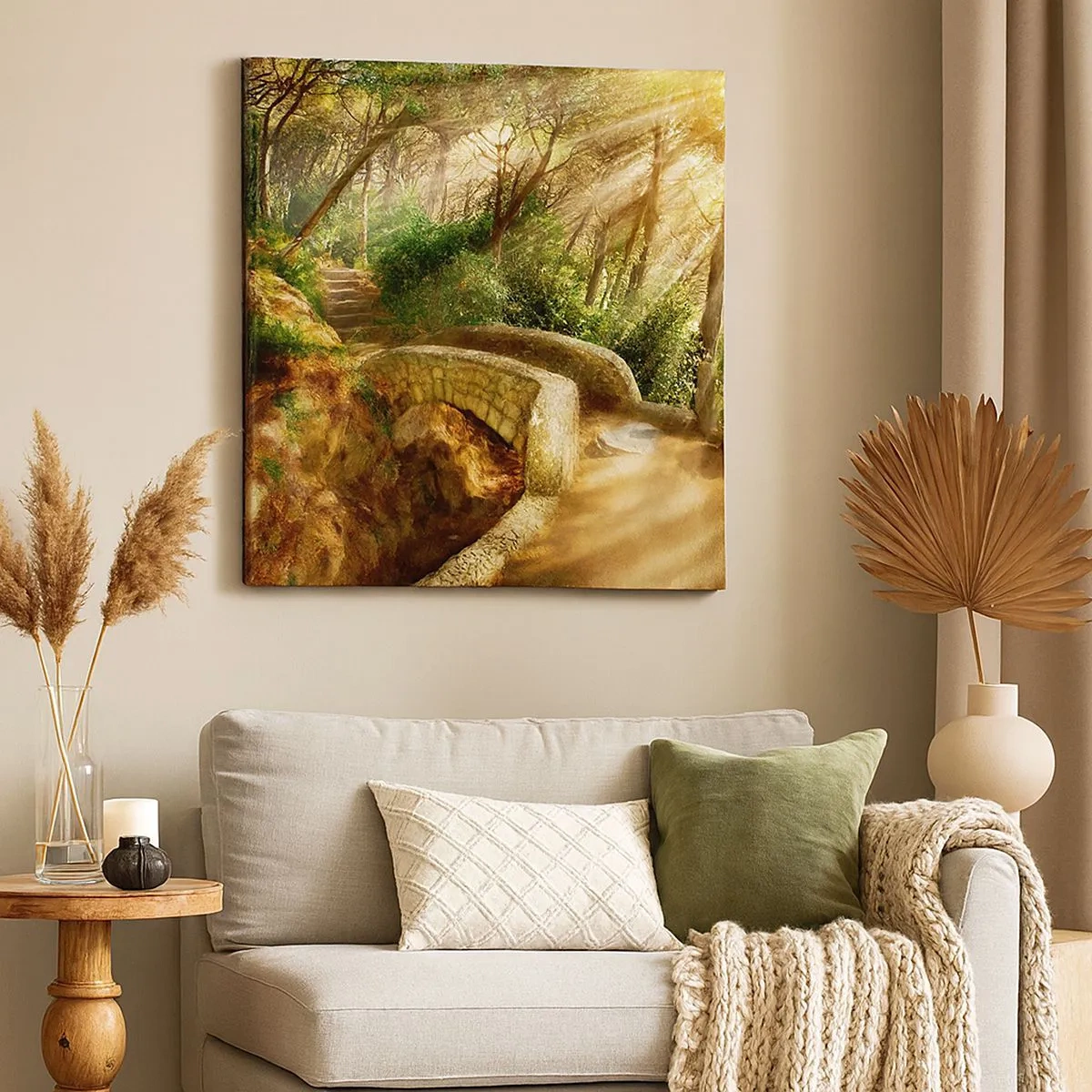 Tablou pe pânză - Direct de pe pod în pădurea de basm - 30x30 cm