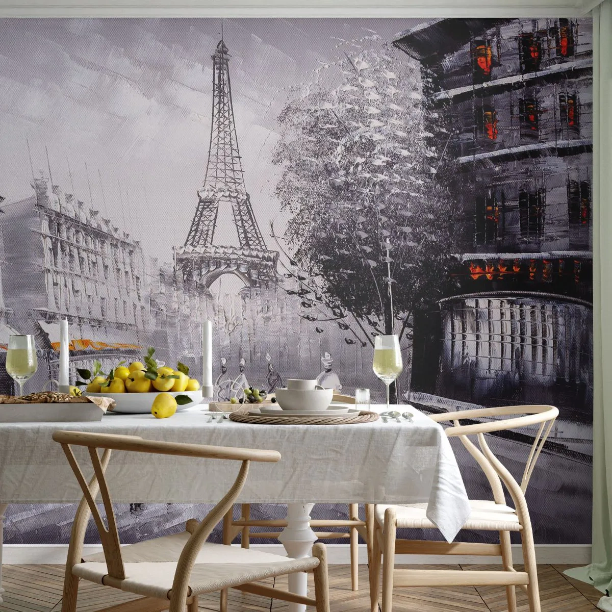Tapet Premium Sand - O plimbare pariziană - Oraș, Paris, turnul Eiffel - 500x350 cm